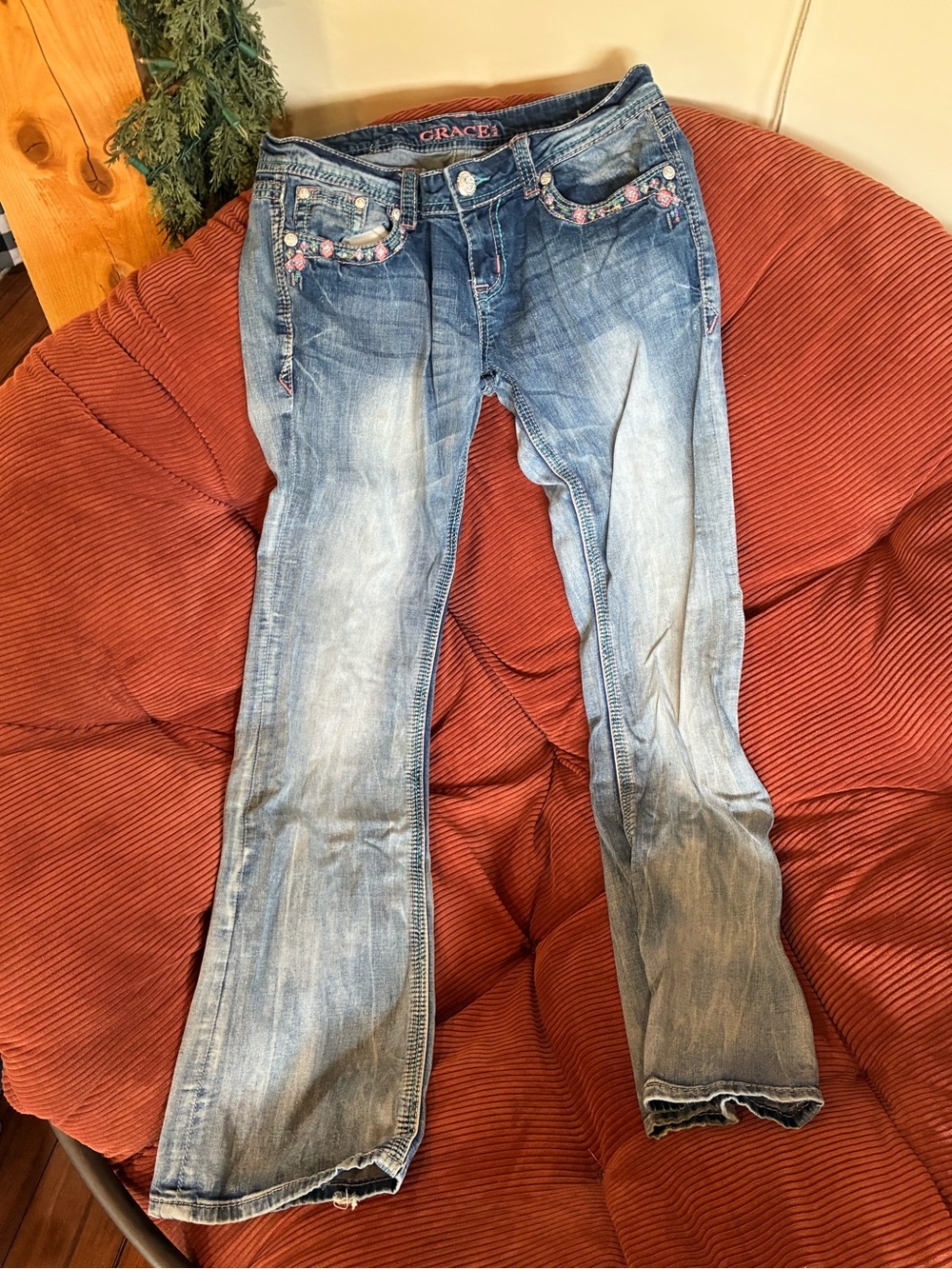 Grace Blue Embellished Flare Jeans